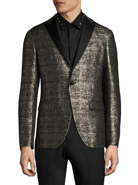 Versace Synthetic Evening Jacket In Black Grey Black For Men Lyst