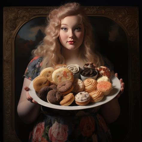 Premium Ai Image Young Chubby Woman Holding A Tray Of Junk Food