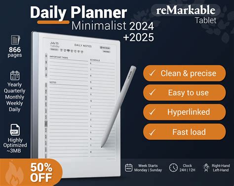 Remarkable 2 Daily Planner 2024 And 2025