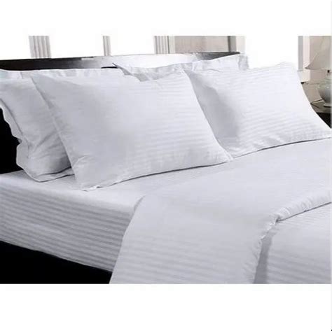 Pure Cotton Satin Stripe Hotel White Bed Sheet Plain At Rs 500piece