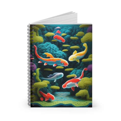 Notebook Underwater Koi Fish Spiral Notebook Ruled Line Etsy