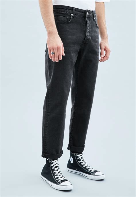 Black Washed Tapered Jeans | Mennace