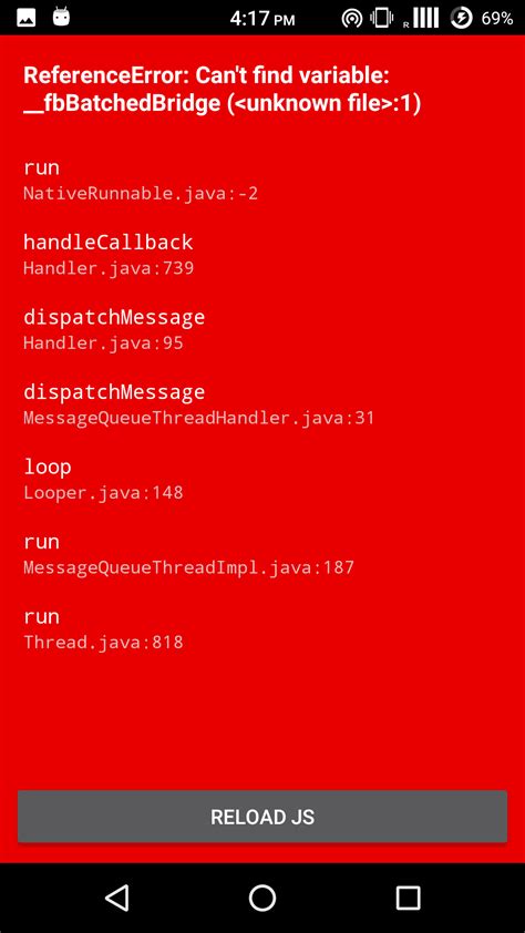 Javascript Red Screen React Native Reference Error Cant Find