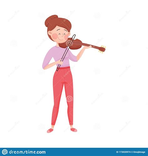 Girl Playing A Violin Cartoon Vector 56935983