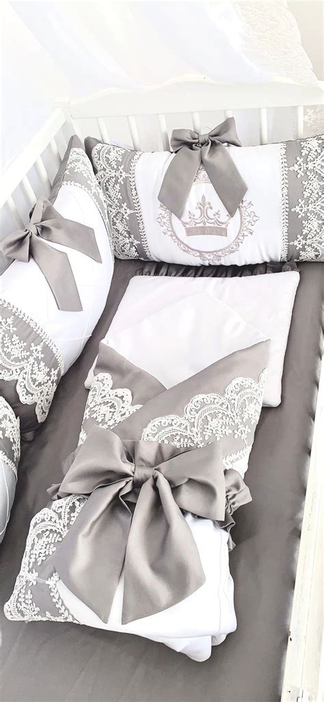 Neutral Baby Bedding Set With Lace White Baby Bedding Crib Etsy