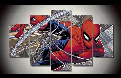 Spiderman Multi 5 Panel Canvas Art Framed Ready To Hang Split Marvel
