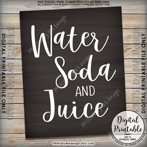 Drinks Sign Water Soda And Juice Beverage Sign Beverage Station Non