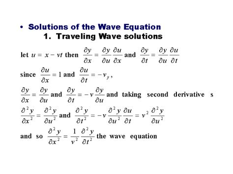Solutions Of The Wave Equation 1 Traveling Wave Solutions