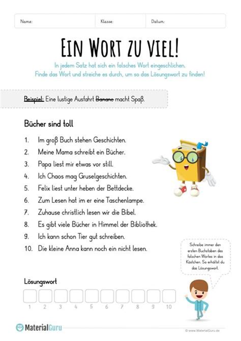 Ziele des koordinationstraining sind vorallem das training des gehirns und der neuromuskulären ansteuerung. Auf diesem kostenlosen Arbeitsblatt sollen die Schüler 10 Texte zum Thema "Bücher sind toll ...