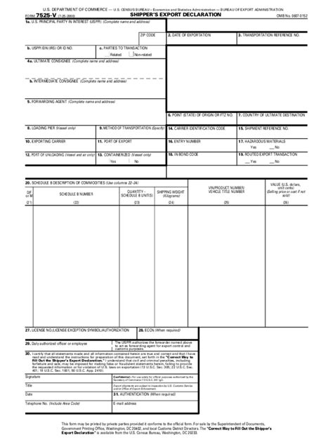 Shipper S Export Declaration Form Fill And Sign Printable Template