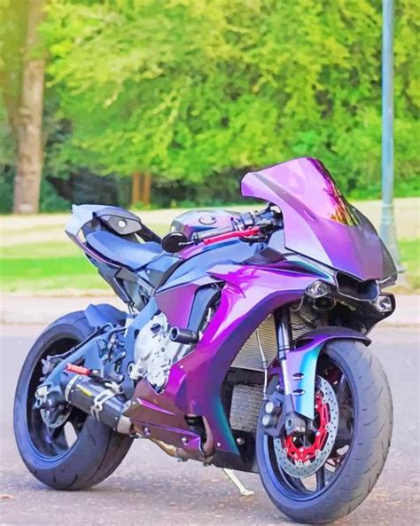 Purple Motorcycle New Paint By Numbers Thepaintbynumbers Com