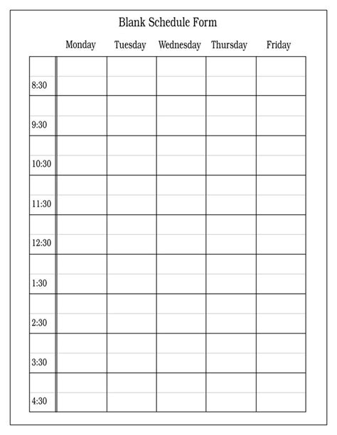 7 Best Images Of Blank Daily School Schedule Template Printable Free