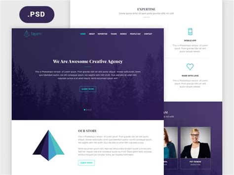 Thousands of new web templates photoshop resources are added every day. Tajam: PSD website template for agencies - Freebiesbug