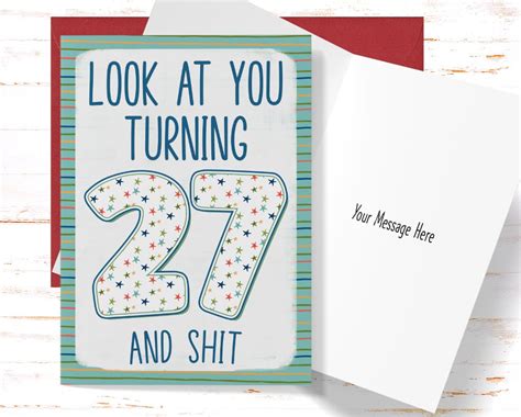Funny 27th Birthday Card Sarcastic Birthday Card For 27th Etsy