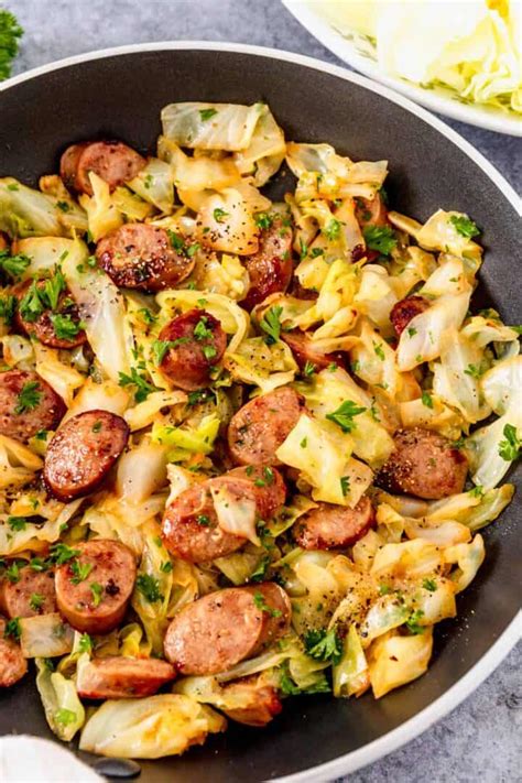 Smothered Cabbage With Sausage Skillet The Yummy Bowl