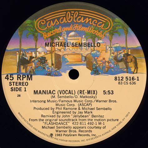 Michael Sembello Maniac 1983 26 Vinyl Discogs