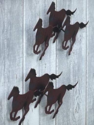 Galloping Horses Rustic Metal Horse Wall Art Plaques Shelf And Metal Statue