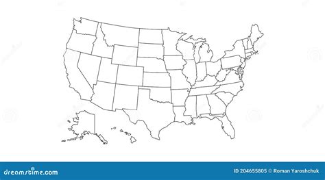 Linear Map Of Usa United States Of America Concept Map State Maps