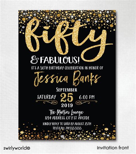 Fifty And Fabulous Invitation 50th Birthday Party Invitation Fiftieth