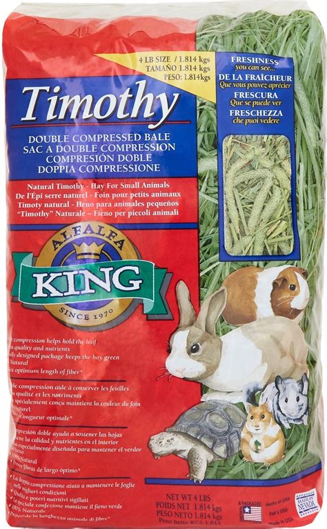 Alfalfa King Double Compressed Timothy Hay Small Animal Food 4 Lb Bag