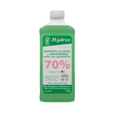 Hydrox 70 Isopropyl Rubbing Alcohol Wintergreen 16 Oz Bottle Net32