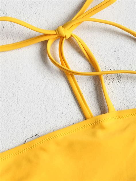 Tie Shoulders High Leg Bikini Set Rubber Ducky Yellow Affiliate