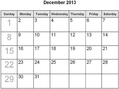 Free Printable Calendar December 2013 Calendario Diciembre 2013 Para