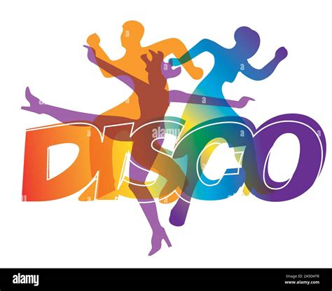 wild disco dancers disco and modern dancing dancers silhouettes with inscription disco stock
