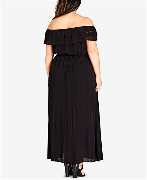Lyst City Chic Trendy Plus Size Off The Shoulder Maxi Dress In Black
