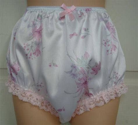 Printed Satin Handmade Sissy High Waist Panties W Leg Lace S Xl