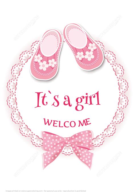 Get free printable baby cards. Baby Shower Arrival Card "It's a Girl" | Free Printable ...