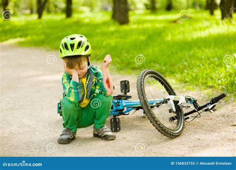 Boy Fell From The Bike In A Park Stock Image Image Of Breakage