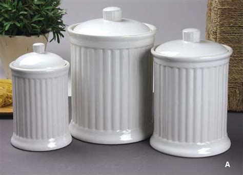Simsbury Ceramic Canister Set Of 3 In White By Omni Housewares Ebay