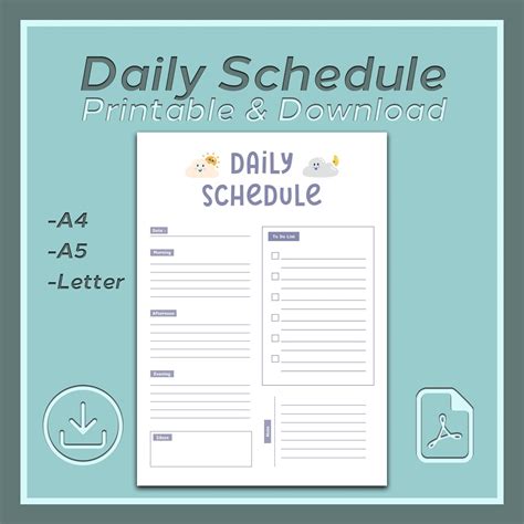 Cute Daily Schedule Printable Daily Planner Digital For Etsy