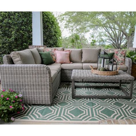 Leisure Made Forsyth 5 Piece Wicker Outdoor Sectional Set With Wicker