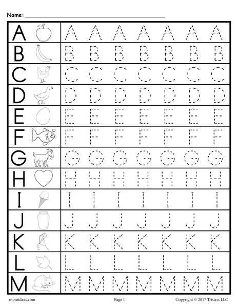 Traceable Abc Free Printable Worksheets