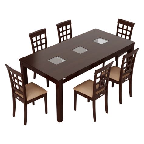 Buy Leo 6 Seater Dining Table Set in Mahoganyat upto 25 percentage