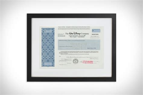 1990s Disney Framed Stock Certificate Uncrate