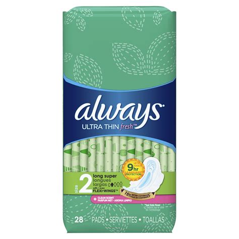 Always Ultra Thin Size 2 Super Pads With Wings Scented 28 Count