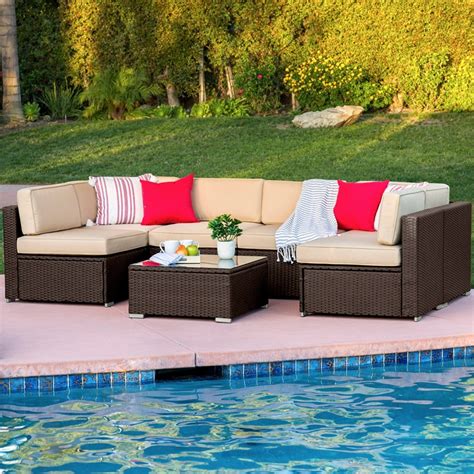 Best Choice Products 7 Piece Modular Outdoor Patio Rattan Wicker