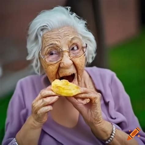 Funny Image Of A Glamorous Grandma Enjoying A Potato Chip On Craiyon