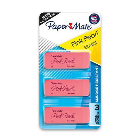 Paper Mate Pink Pearl Block Eraser Pink 3pack 70501san