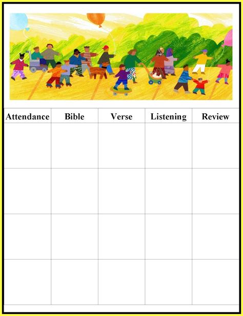 Free Printable Sunday School Attendance Sheet Free Printable