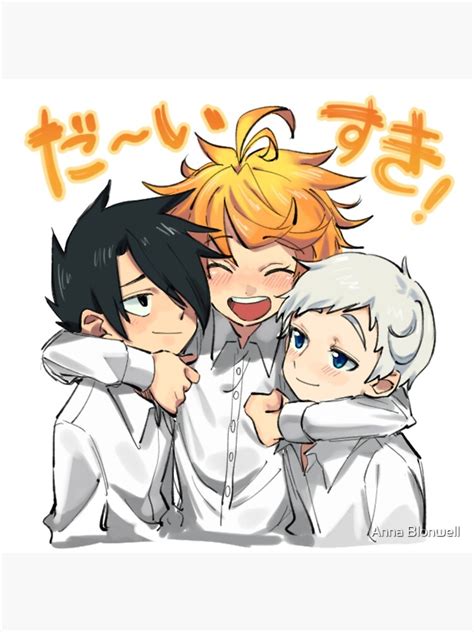 the promised neverland cute ray emma and norman poster for sale by shindouart redbubble