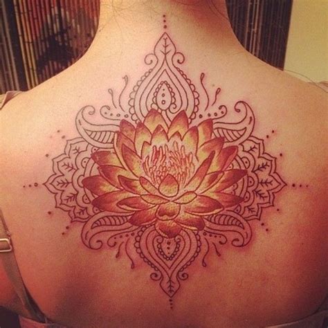 Elegant Red Lotus Tattoo On Back For Girls Tattoos Book 65000