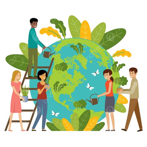 Nature Care Clipart Vector Ecology Concept Planet Nature Care People