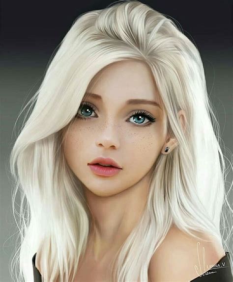 Blue Eyed Blonde Woman Face Digital Art Girl Art Girl