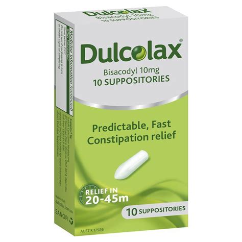 Dulcolax Suppository 10mg Adult 10 Pack My Chemist