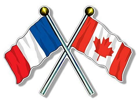 3x5 Inch Canada And France Flags On Poles Sticker French Canadian Ebay