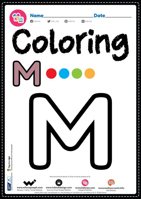 Letter M Alphabet Coloring Page Worksheet Free Printable Pdf